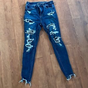 American eagle super hi-rise jeggings dark wash 10